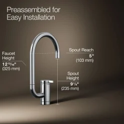 Single-handle bar sink faucet with two-function extended-reach spout