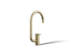 Single-handle bar sink faucet with two-function extended-reach spout