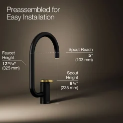 Single-handle bar sink faucet with two-function extended-reach spout