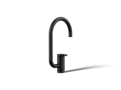 Single-handle bar sink faucet with two-function extended-reach spout
