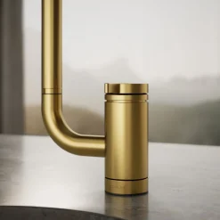 Single-handle bar sink faucet with two-function extended-reach spout