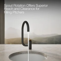 Single-handle bar sink faucet with two-function extended-reach spout
