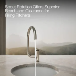 Single-handle bar sink faucet with two-function extended-reach spout