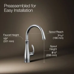 Single-handle bar sink faucet
