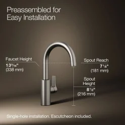Single-handle bar sink faucet