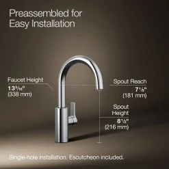 Single-handle bar sink faucet