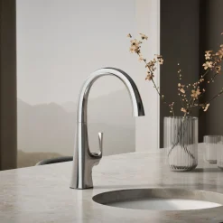 Single-handle bar sink faucet