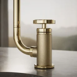 Single-handle bar sink faucet with two-function extended-reach spout and side sprayer