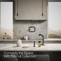 Single-handle bar sink faucet with two-function extended-reach spout and side sprayer