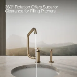 Single-handle bar sink faucet with two-function extended-reach spout and side sprayer