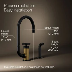 Single-handle bar sink faucet with two-function extended-reach spout and side sprayer