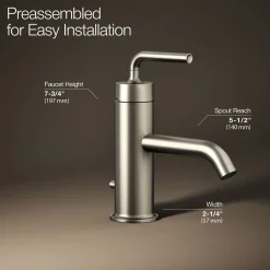 Single-handle bathroom sink faucet with Straight Lever handle, 1.2 gpm