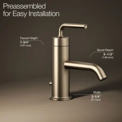 Single-handle bathroom sink faucet with Straight Lever handle, 1.2 gpm