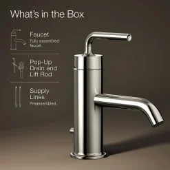 Single-handle bathroom sink faucet with Straight Lever handle, 1.2 gpm