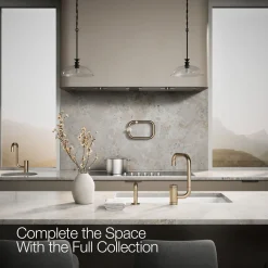 Single-handle kitchen sink faucet with two-function extended-reach spout and side sprayer