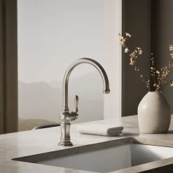 Single-handle kitchen sink faucet