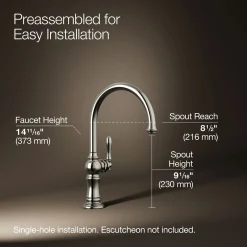Single-handle kitchen sink faucet