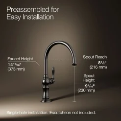 Single-handle kitchen sink faucet