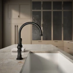 Single-handle kitchen sink faucet