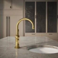 Single-handle kitchen sink faucet