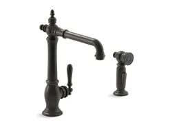 Single-handle kitchen sink faucet with side sprayer