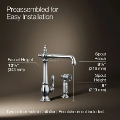 Single-handle kitchen sink faucet with side sprayer