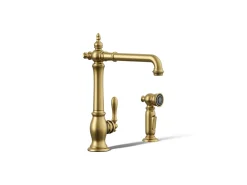 Single-handle kitchen sink faucet with side sprayer
