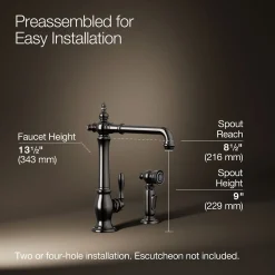 Single-handle kitchen sink faucet with side sprayer