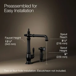 Single-handle kitchen sink faucet with side sprayer