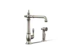 Single-handle kitchen sink faucet with side sprayer