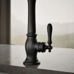 Single-handle kitchen sink faucet with side sprayer