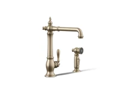 Single-handle kitchen sink faucet with side sprayer