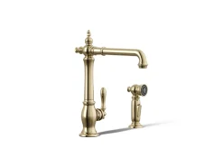Single-handle kitchen sink faucet with side sprayer