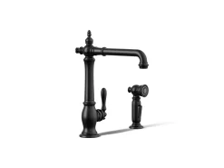 Single-handle kitchen sink faucet with side sprayer