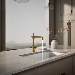 Single-handle kitchen sink faucet