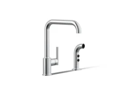 Single-handle kitchen sink faucet with side sprayer