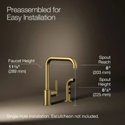 Single-handle kitchen sink faucet with side sprayer