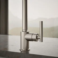 Single-handle kitchen sink faucet with side sprayer