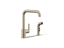 Single-handle kitchen sink faucet with side sprayer