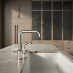 Single-handle kitchen sink faucet with side sprayer