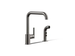 Single-handle kitchen sink faucet with side sprayer