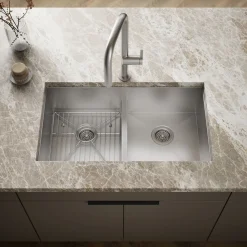 Smart Divide® 33" top-/undermount double-bowl kitchen sink