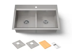 Smart Divide® 33" top-/undermount double-bowl workstation kitchen sink