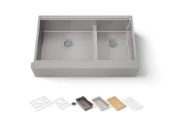 Smart Divide® 35-1/2” undermount double-bowl farmhouse workstation kitchen sink