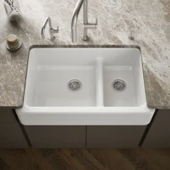 Smart Divide® 35-11/16" undermount double-bowl farmhouse kitchen sink