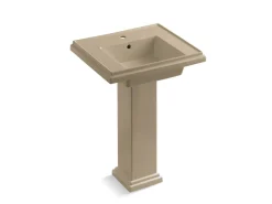 24" square pedestal bathroom sink
