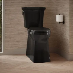 Tall ContinuousClean two-piece elongated toilet with skirted trapway, 1.28 gpf