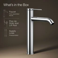 Tall single-handle bathroom sink faucet, 1.2 gpm