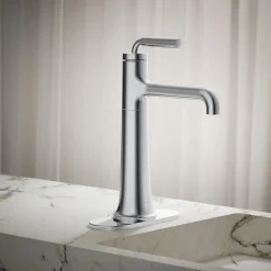 Tall single-handle bathroom sink faucet, 0.5 gpm