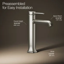 Tall single-handle bathroom sink faucet, 1.2 gpm